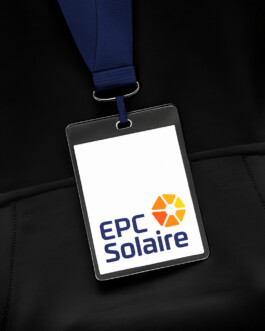Application de l'identité visuelle sur la signalétique de l'entreprise EPC Solaire. 