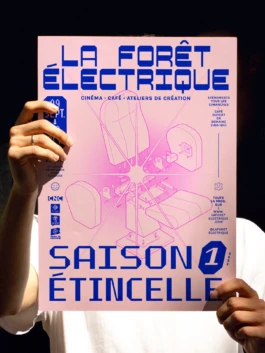 Déclinaison graphique du système visuel cinéma modulaire illustrant une esthétique industrielle et désuète.