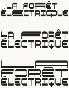 Logotype structuré sur grille pour le système visuel cinéma modulaire de La Forêt Électrique. 