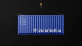 Logotype technique de SolarinBlue affirmant l'identité graphique énergies marines et le solaire flottant.