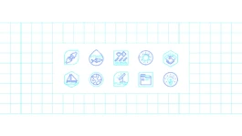 Série de pictogrammes sur-mesure pour une communication claire sur l'efficacité énergétique en mer. 