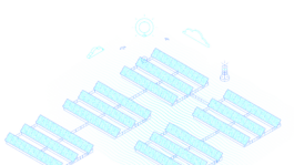 Iconographie didactique simplifiant la compréhension de la technologie complexe du solaire offshore. 